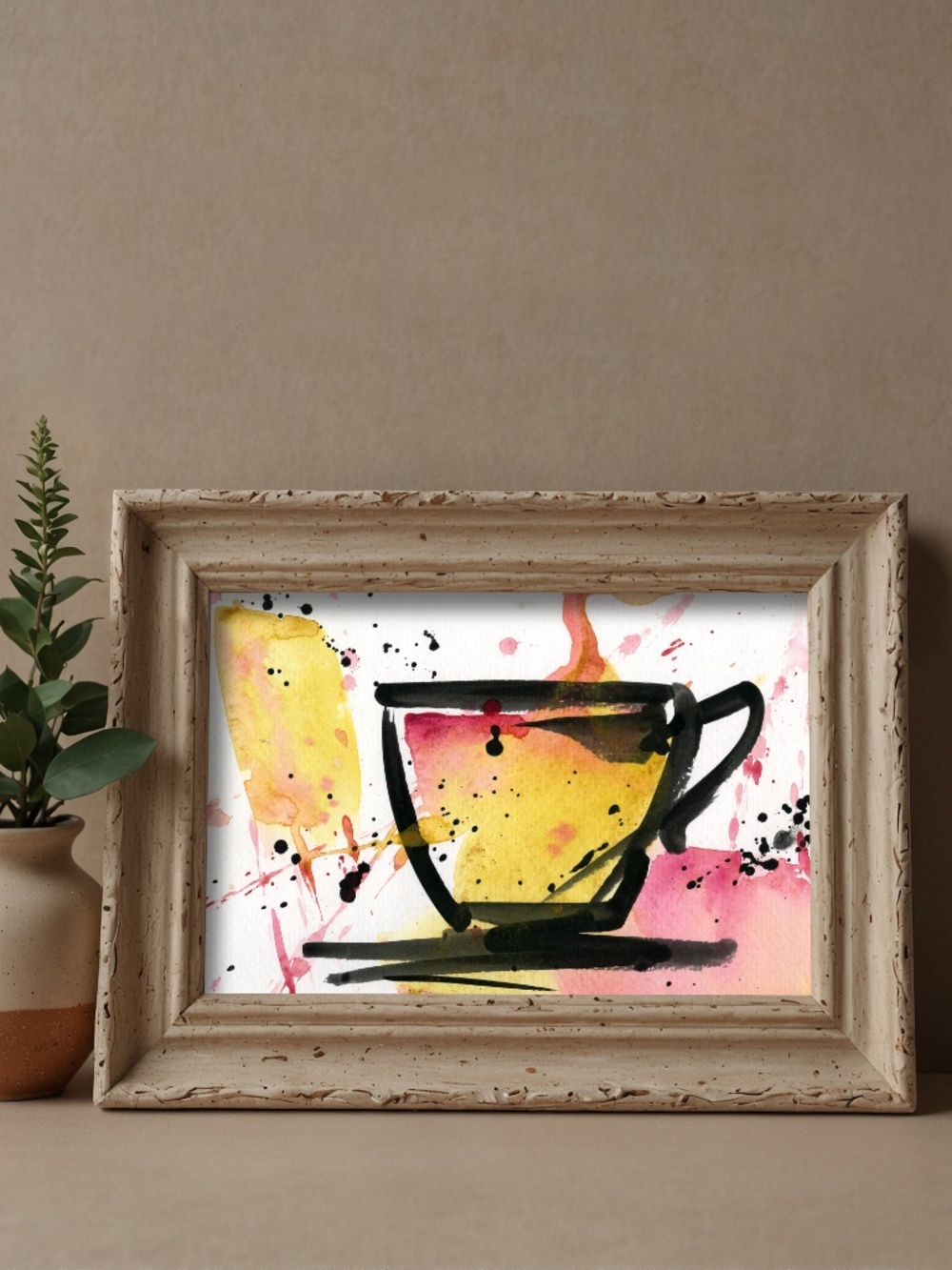 Original Coffee Cup Watercolor Painting, Kitchen Artwork - Coffee Dreams 2